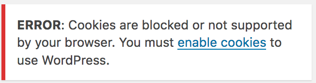 Firefox warning that cookies are blocked in the browser